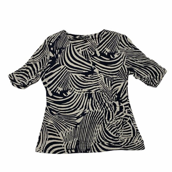Style & Co Zebra Print Ruched 3/4 Sleeve Blouse L - Picture 6 of 9